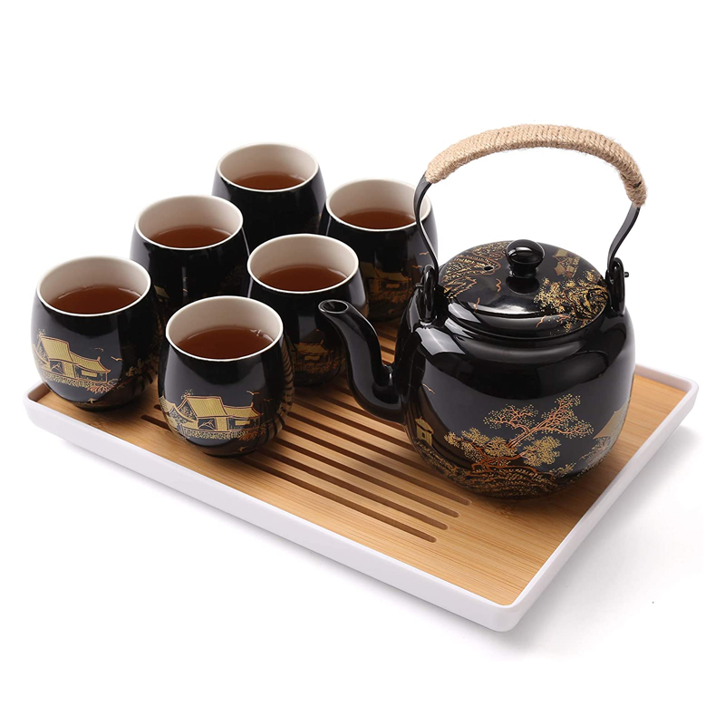 Black Porcelain Japanese Tea Set